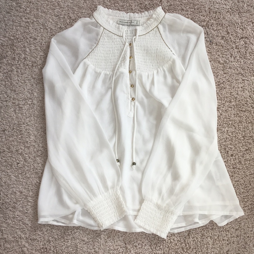 A&F White Blouse with Gold Buttons